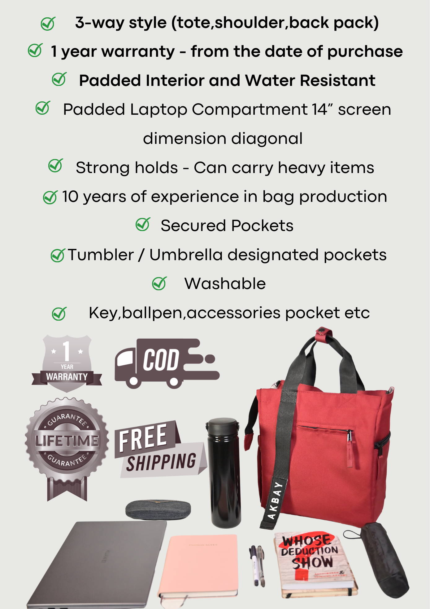 Nabi 3-way Bag (Red Ching)