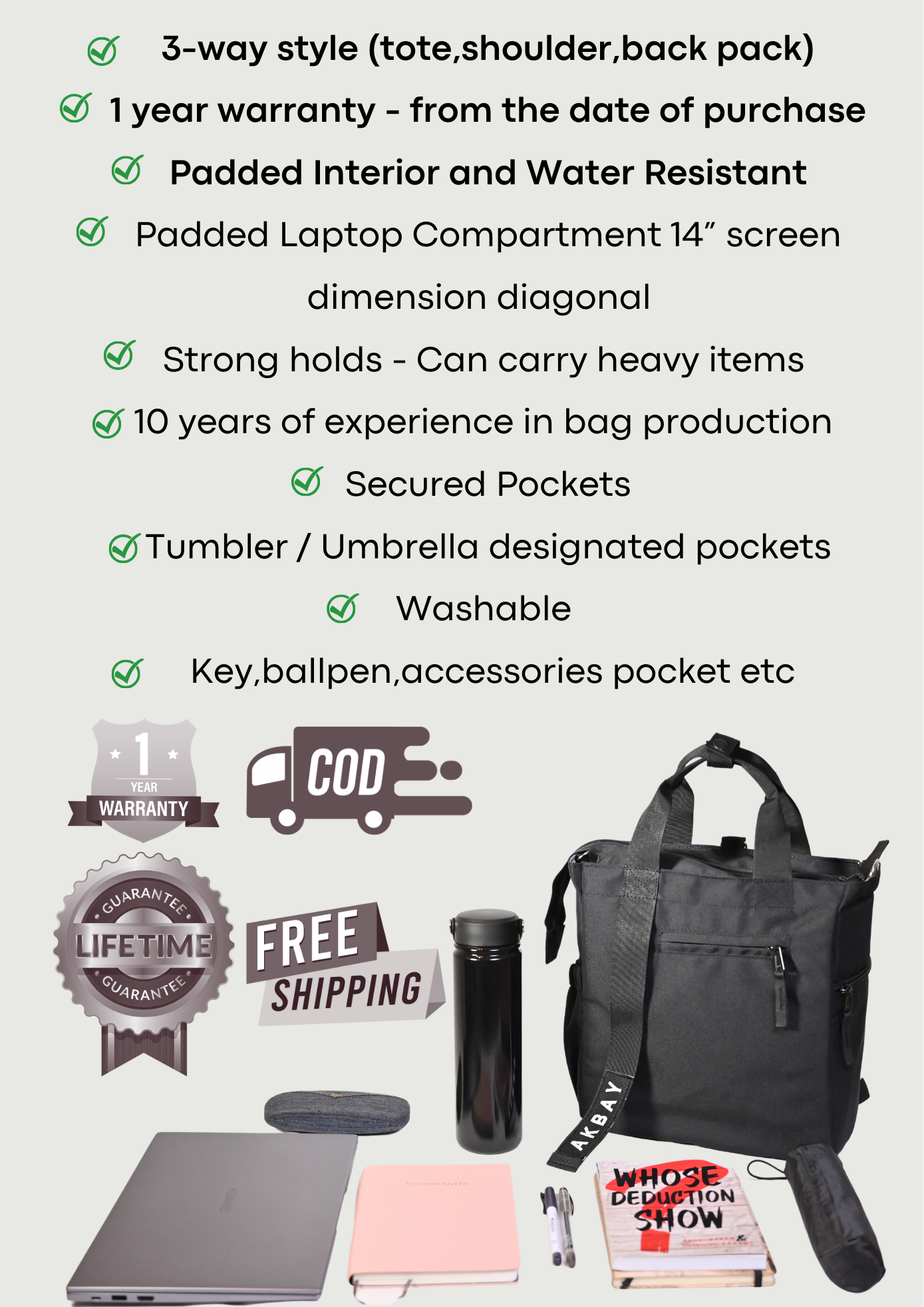 Nabi 3-way Bag (Zea Black)